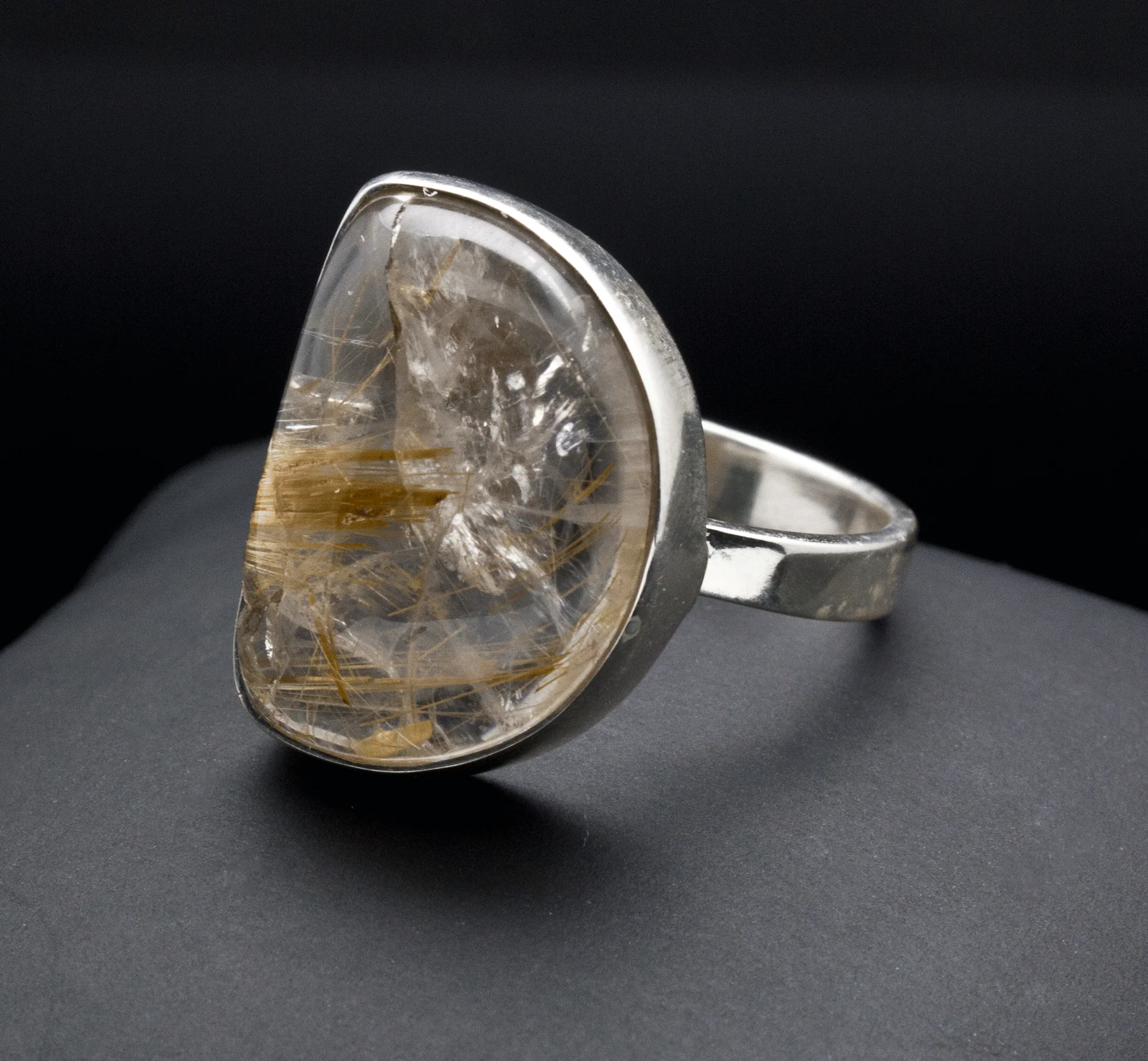 Sterling Silver Rutilated Quartz Ring Size 10 - Image 2
