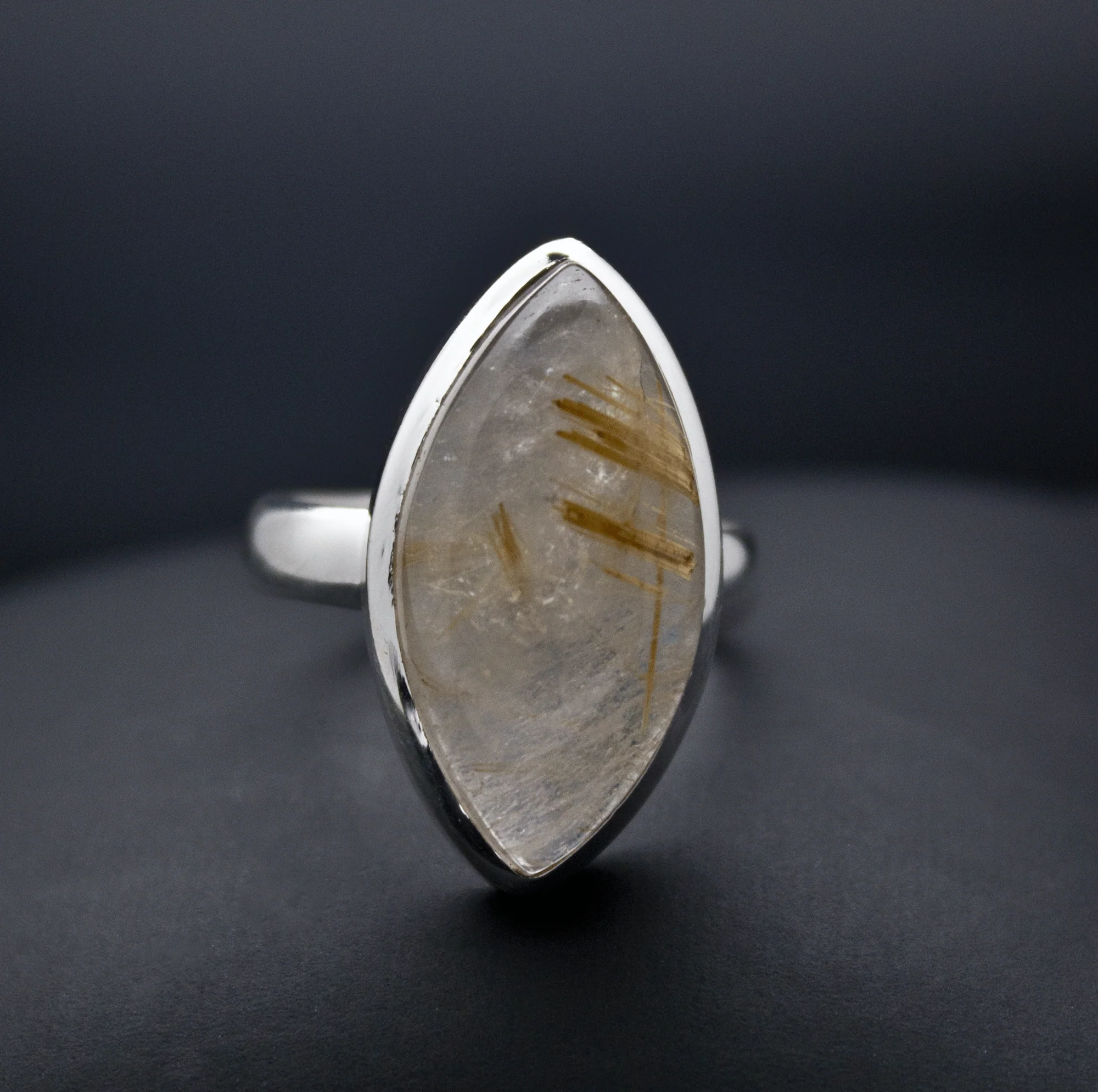 Sterling Silver Rutilated Quartz Ring Size 9 - Image 2