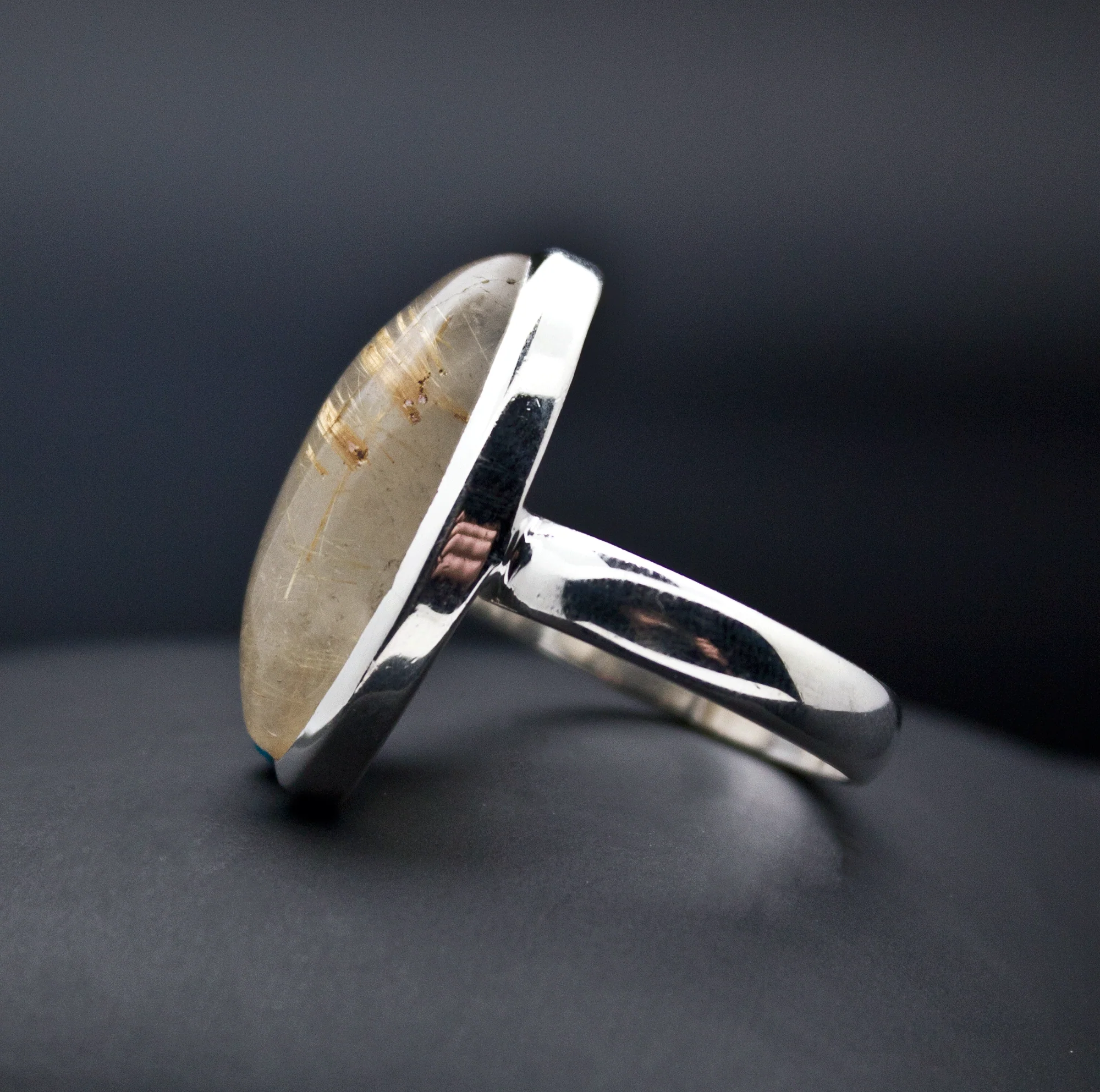 Sterling Silver Rutilated Quartz Ring Size 9 - Image 3