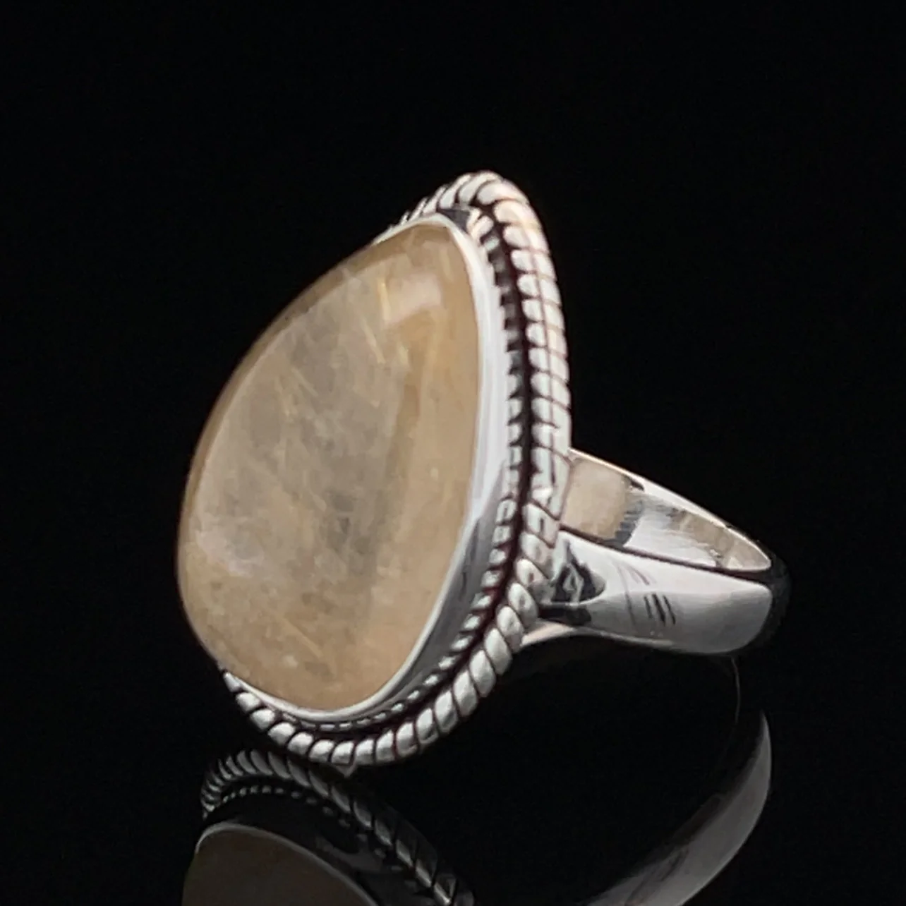 Sterling Silver Rutilated Quartz Ring Size 7 - Image 2