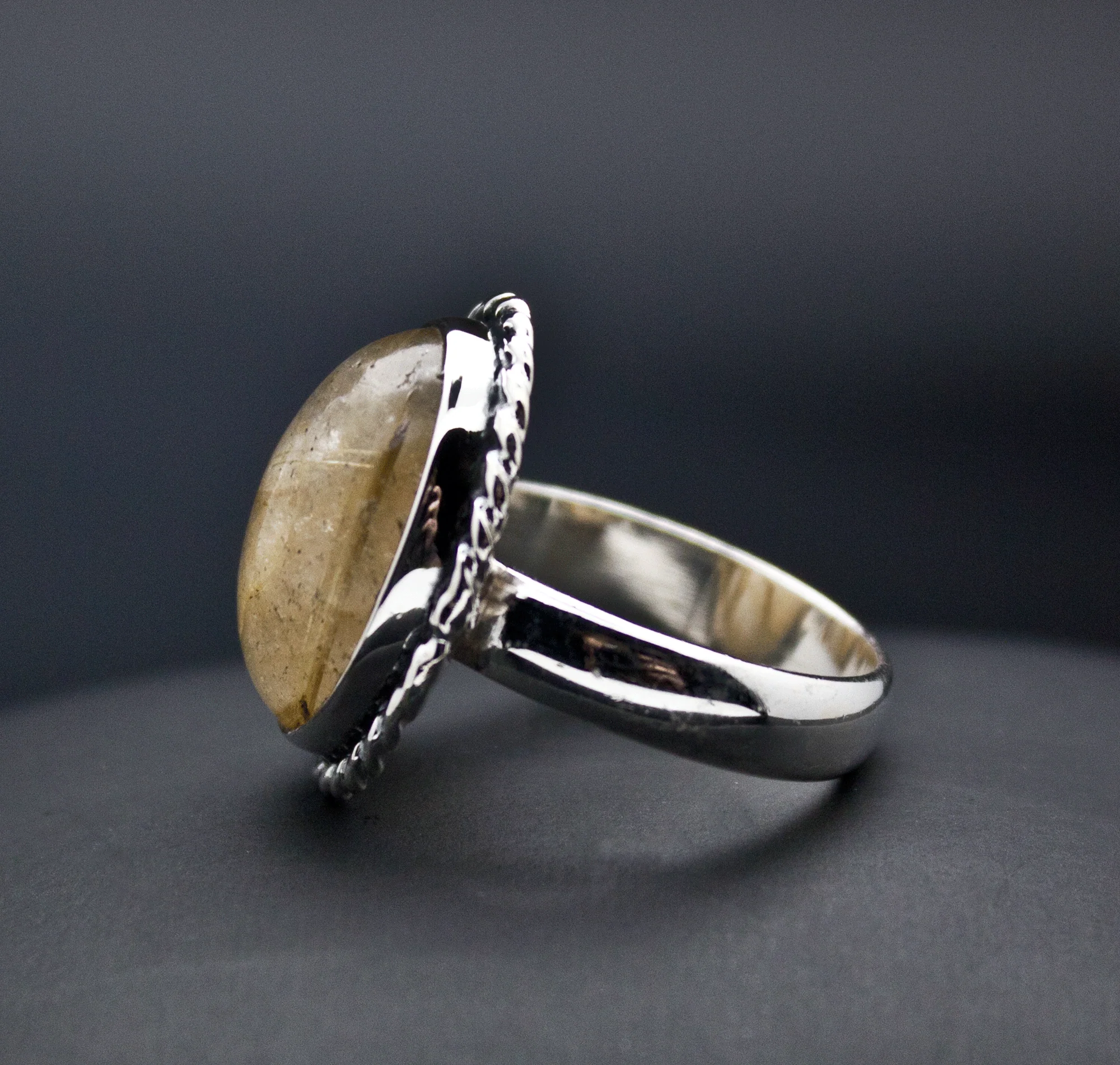Sterling Silver Rutilated Quartz Ring Size 7 - Image 3