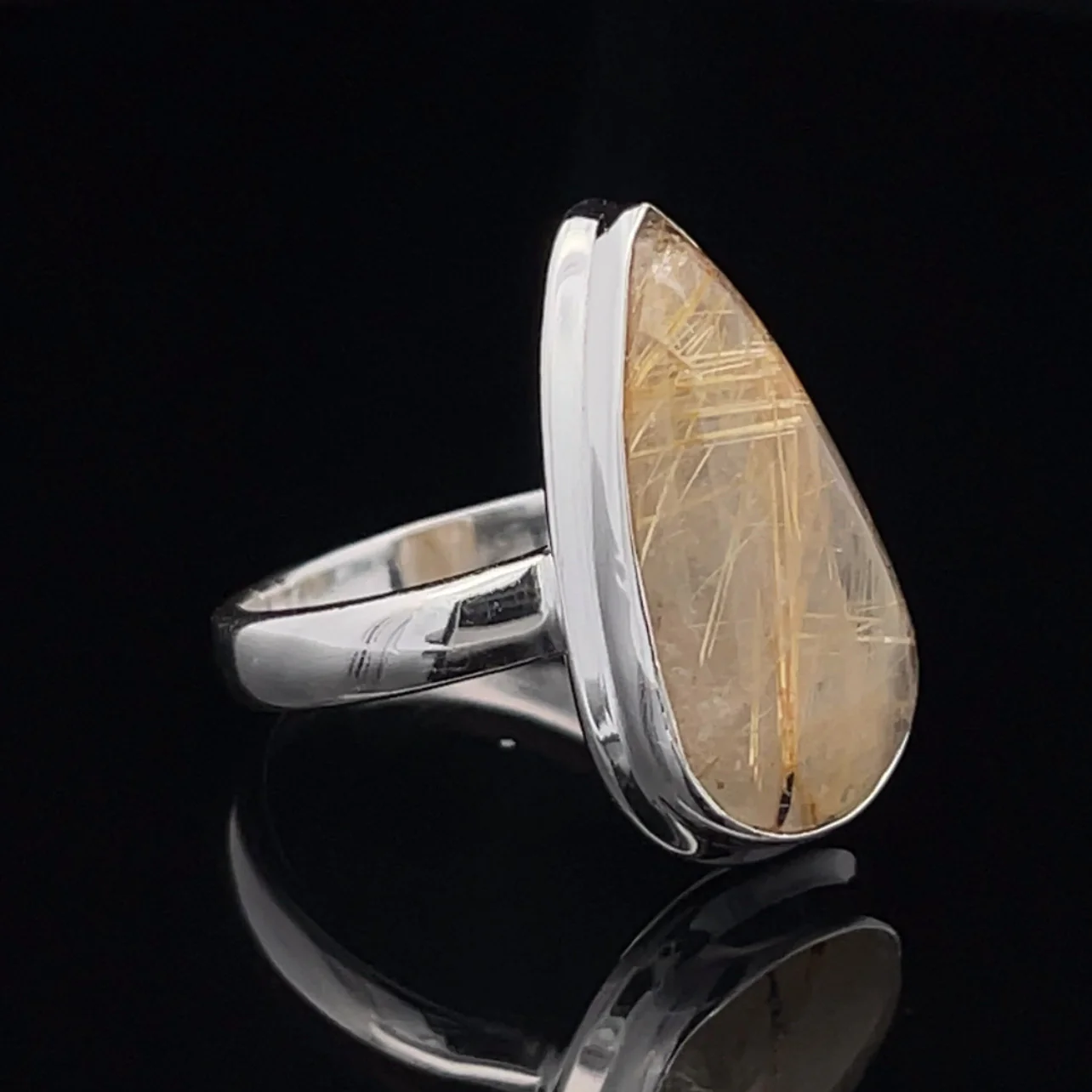 Sterling Silver Rutilated Quartz Ring Size 8 - Image 2