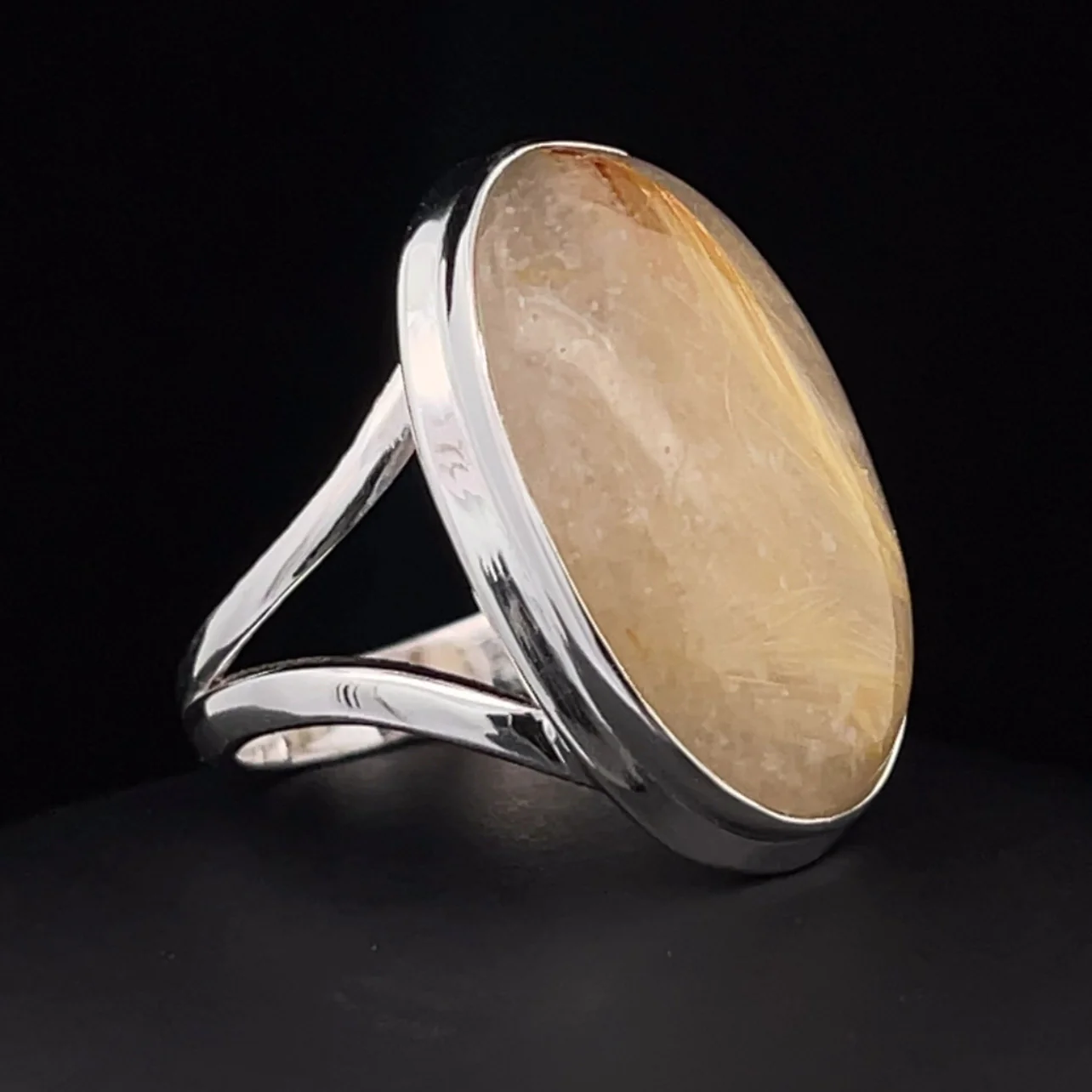 Sterling Silver Rutilated Quartz Ring Size 8 - Image 2