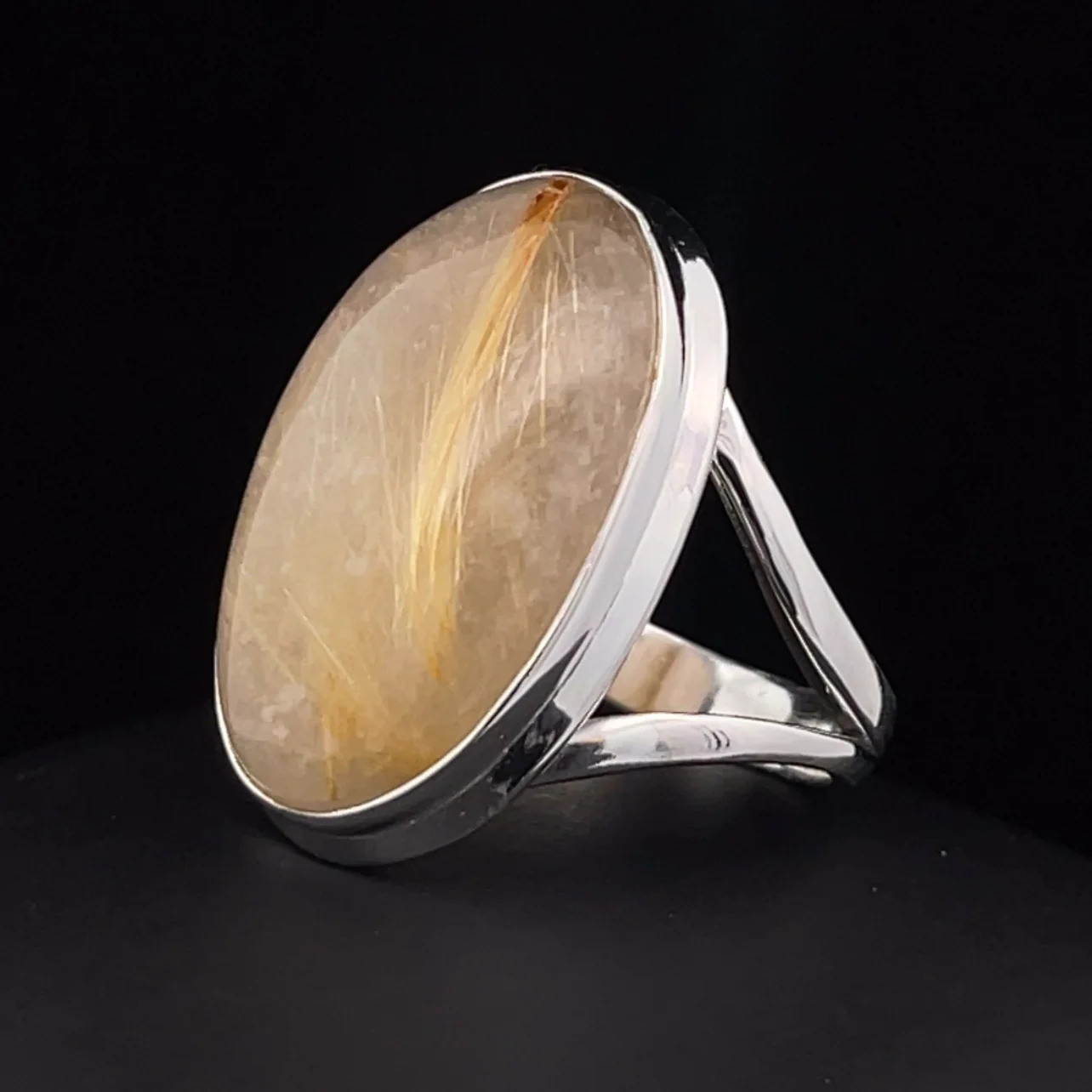 Sterling Silver Rutilated Quartz Ring Size 8 - Image 3