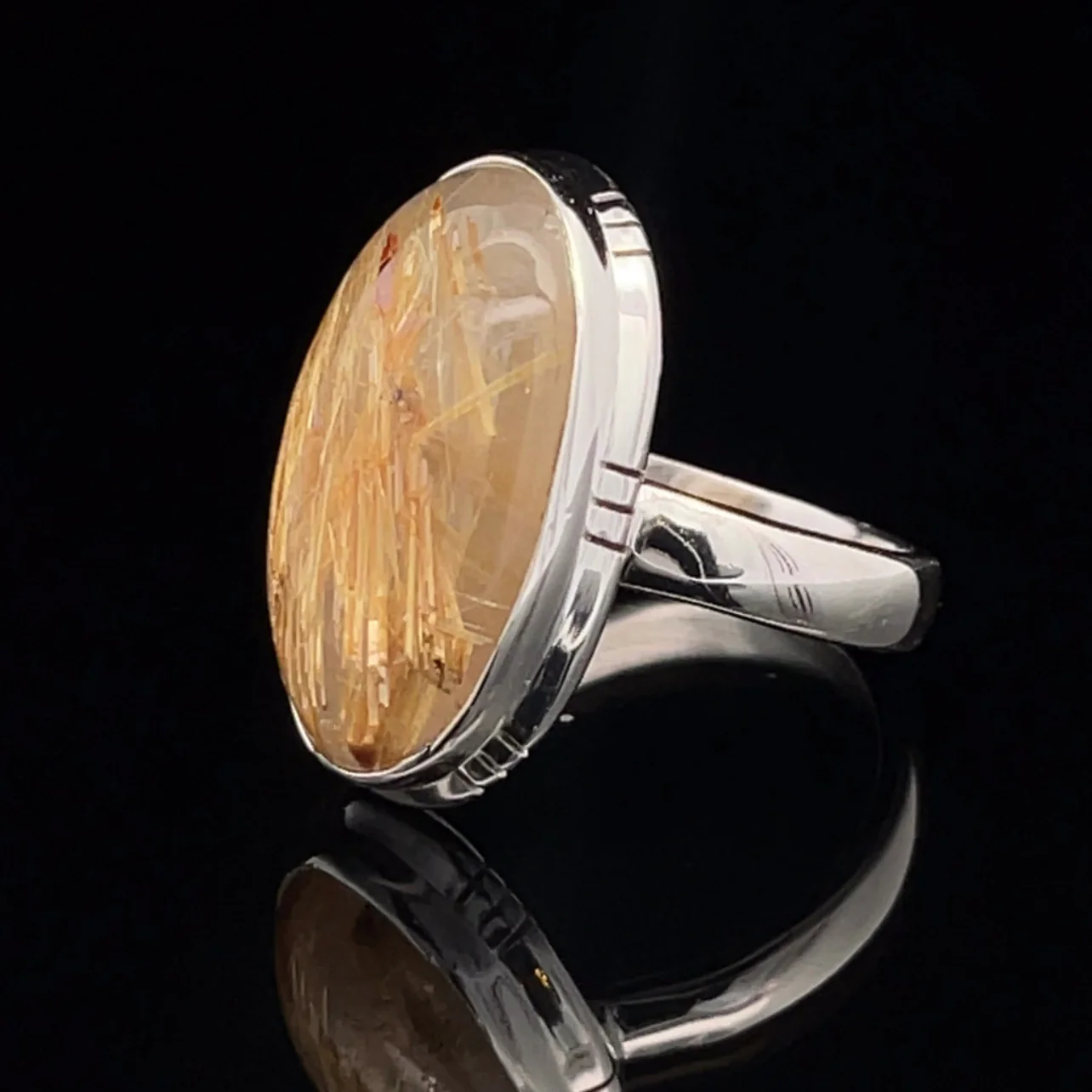Sterling Silver Rutilated Quartz Ring Size 8 - Image 3