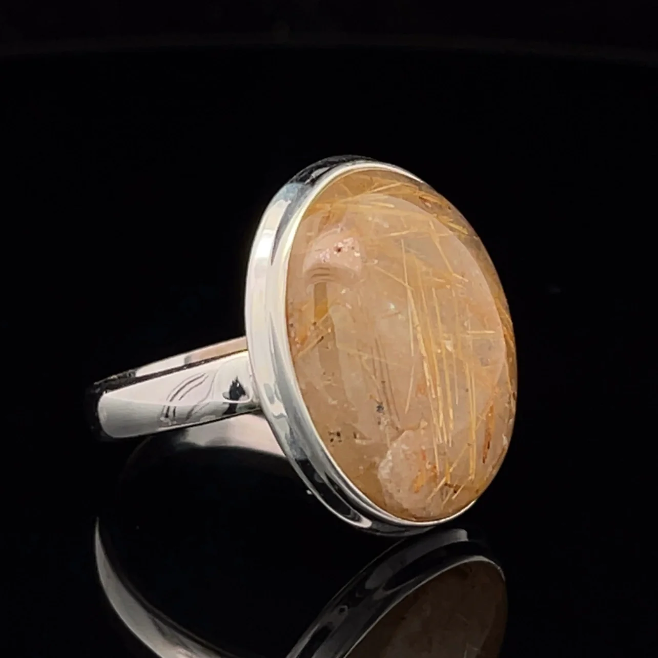Sterling Silver Rutilated Quartz Ring Size 10 - Image 2
