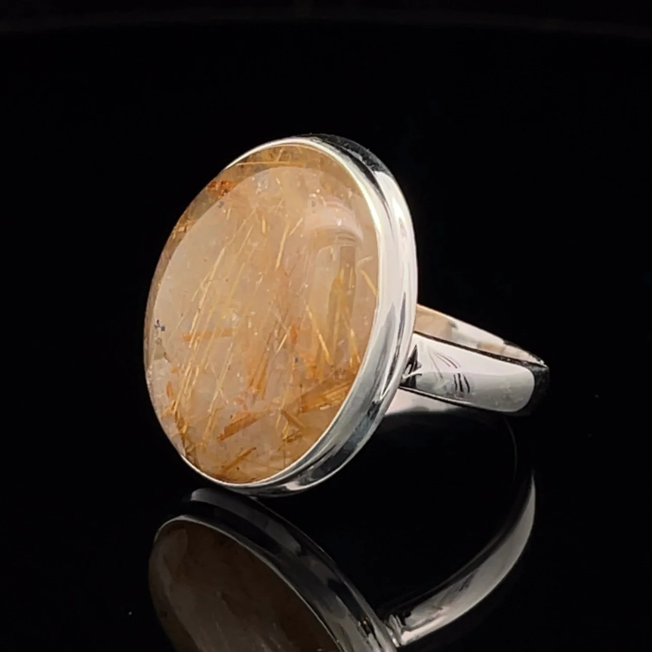 Sterling Silver Rutilated Quartz Ring Size 10 - Image 3