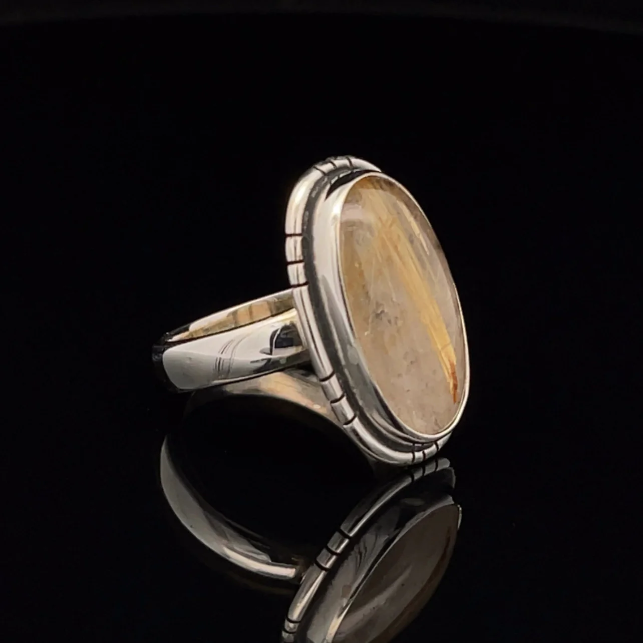 Sterling Silver Rutilated Quartz Ring Size 5 - Image 2