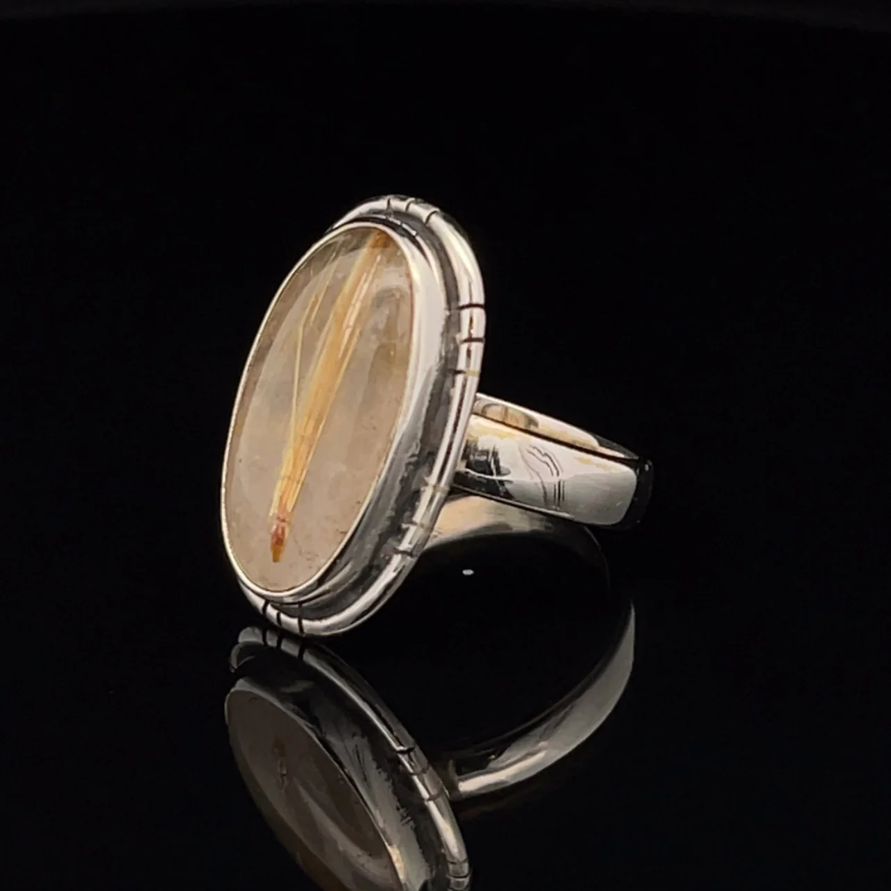 Sterling Silver Rutilated Quartz Ring Size 5 - Image 3