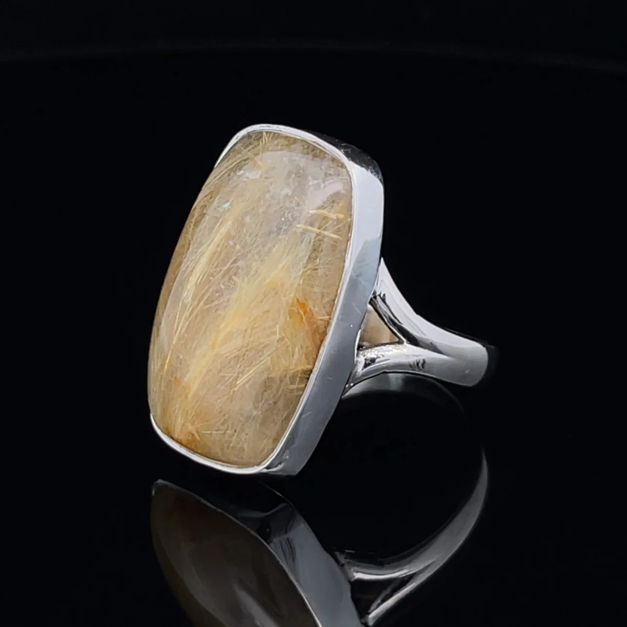Sterling Silver Rutilated Quartz Ring Size 8 - Image 3