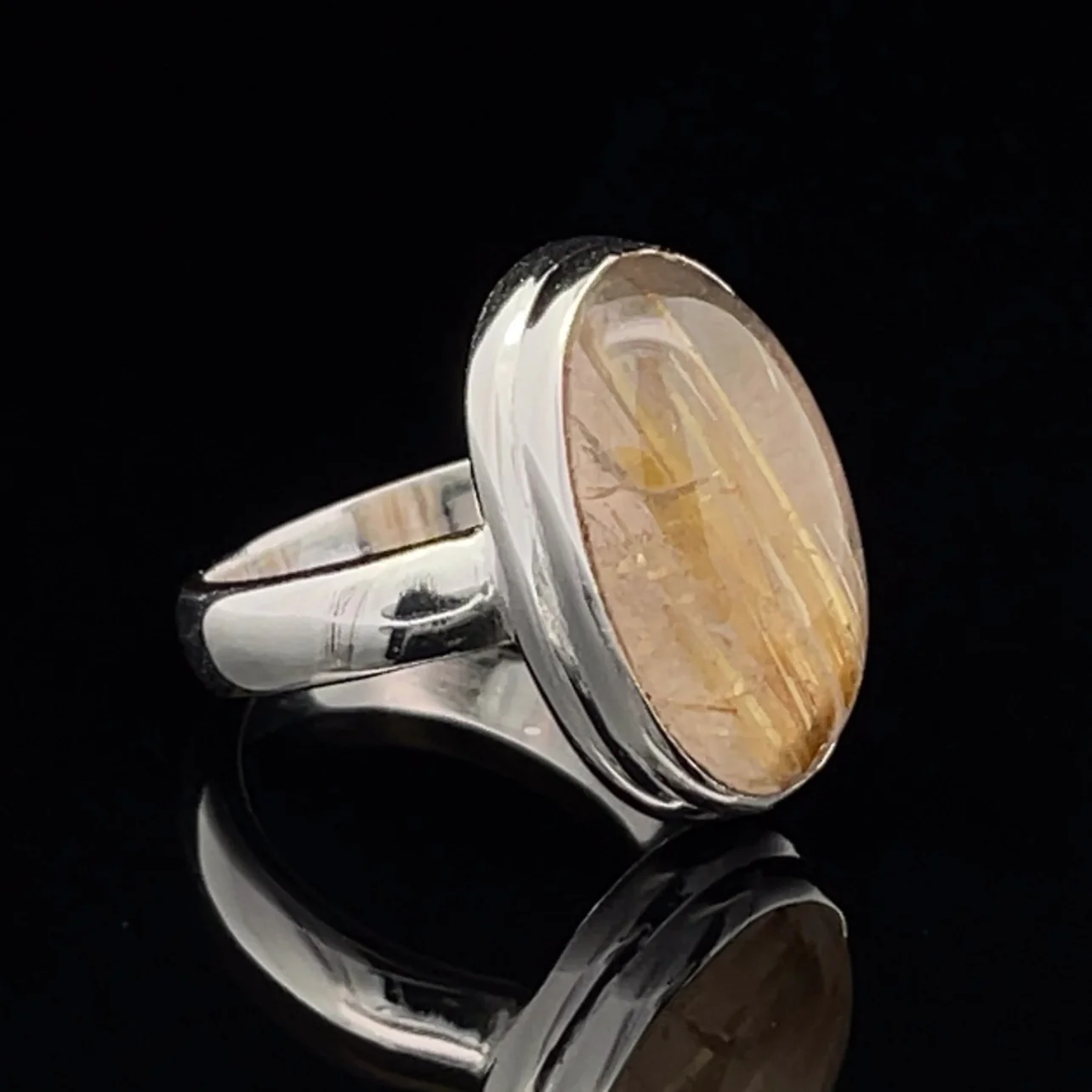 Sterling Silver Rutilated Quartz Ring SIze 5 - Image 2