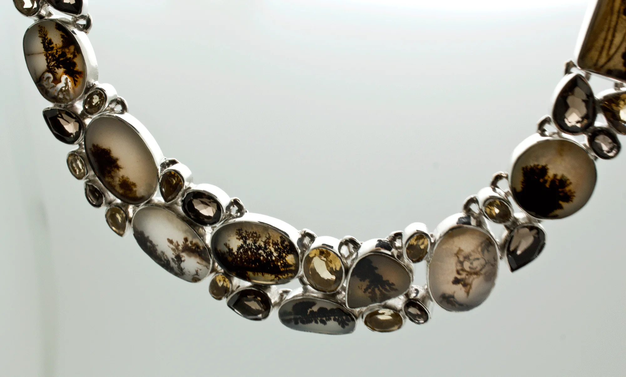 Sterling Silver Scenic Dendritic Agate with Smoky Quartz and Citrine Necklace - Image 6