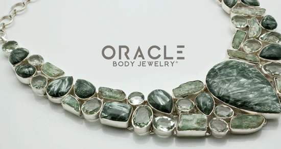 Sterling Silver Seraphinite with Green Amethyst and Kyanite Necklace - Image 3
