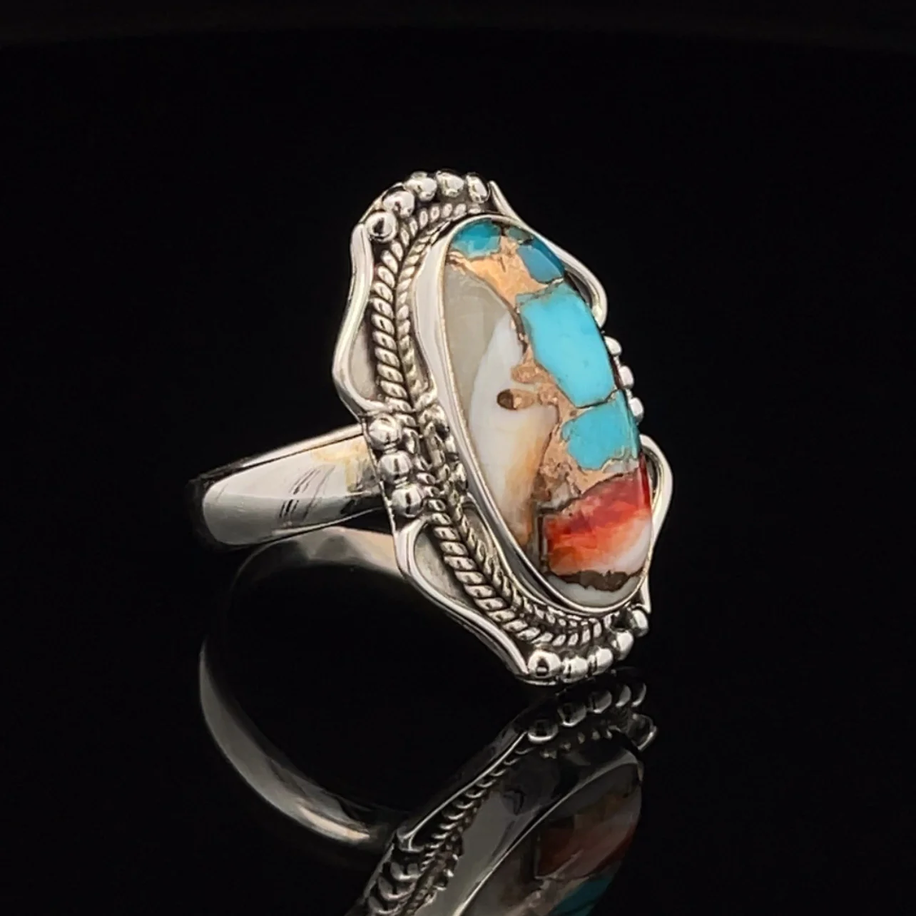 Sterling Silver Spiny Oyster Ring Size 6.5 - Image 2