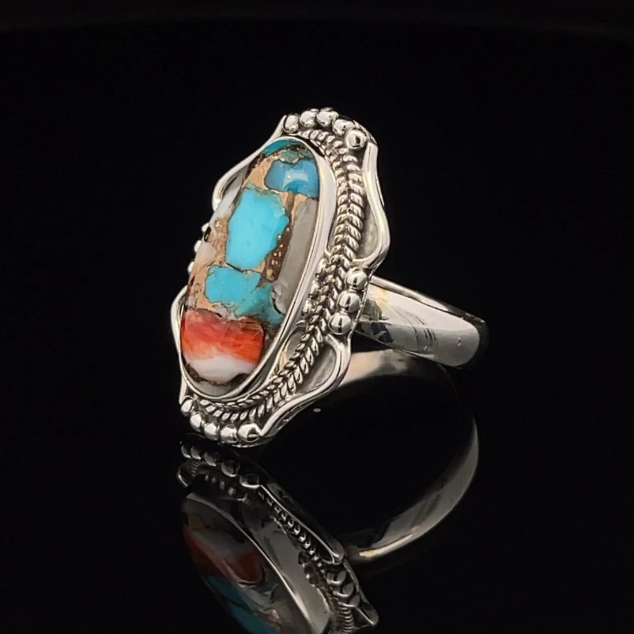 Sterling Silver Spiny Oyster Ring Size 6.5 - Image 3