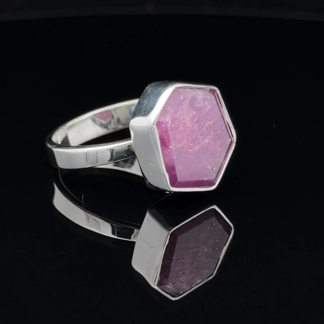 Sterling Silver Star Ruby Ring Size 11 - Image 2