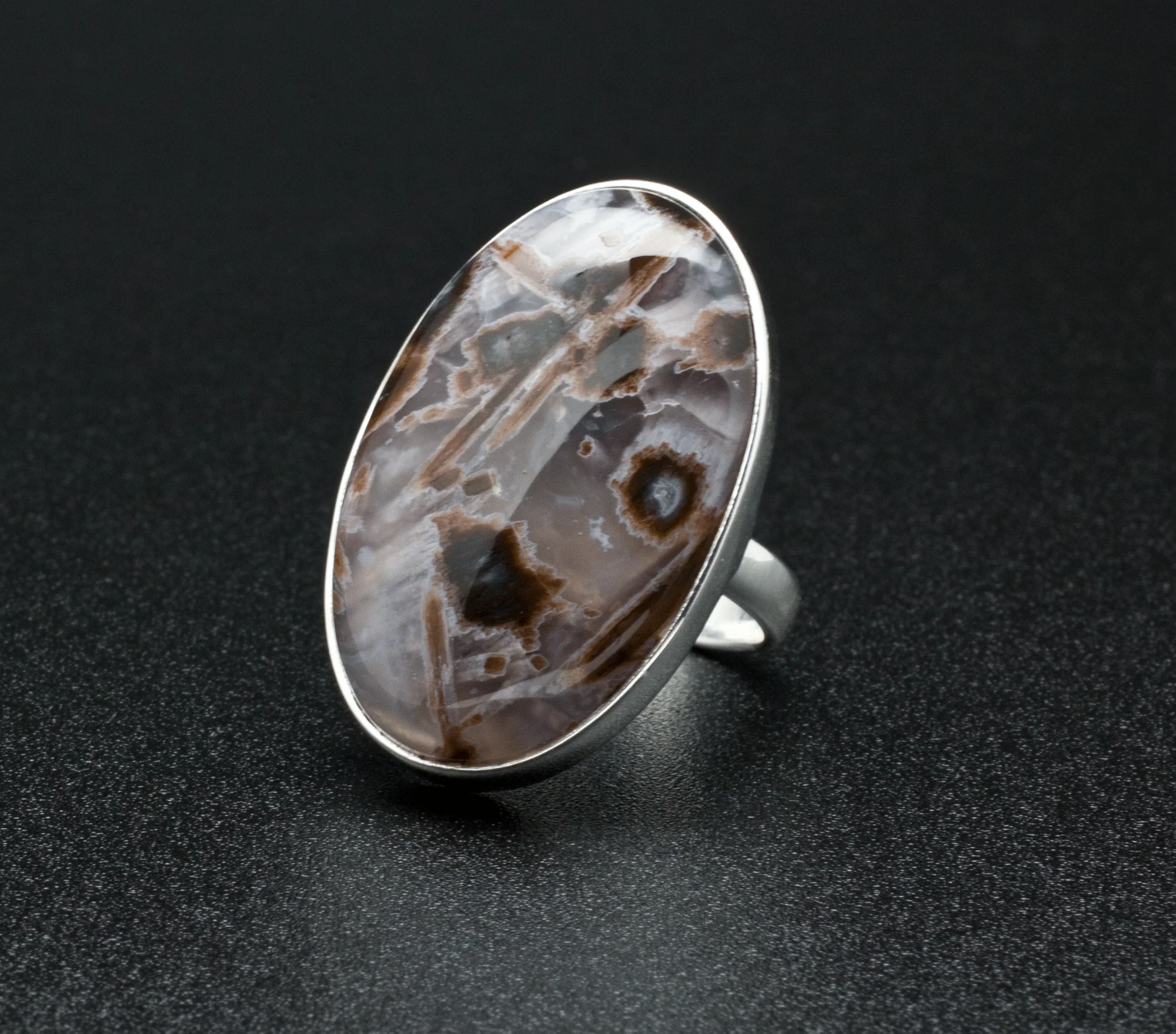 Sterling Silver Stick Agate Ring Size 7 - Image 2