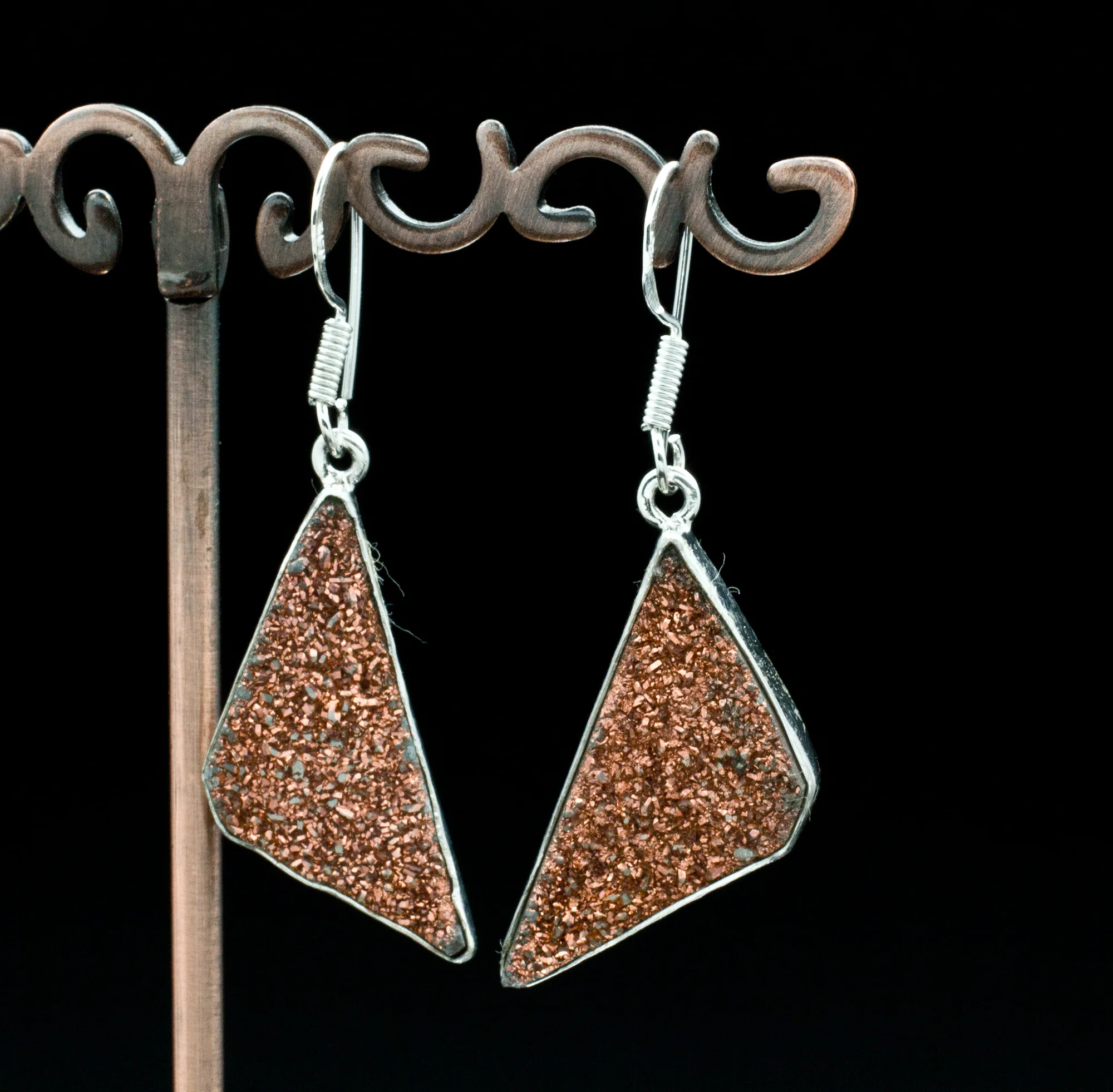 Sterling Silver Titanium Coated Druzy Agate Earrings - Image 2