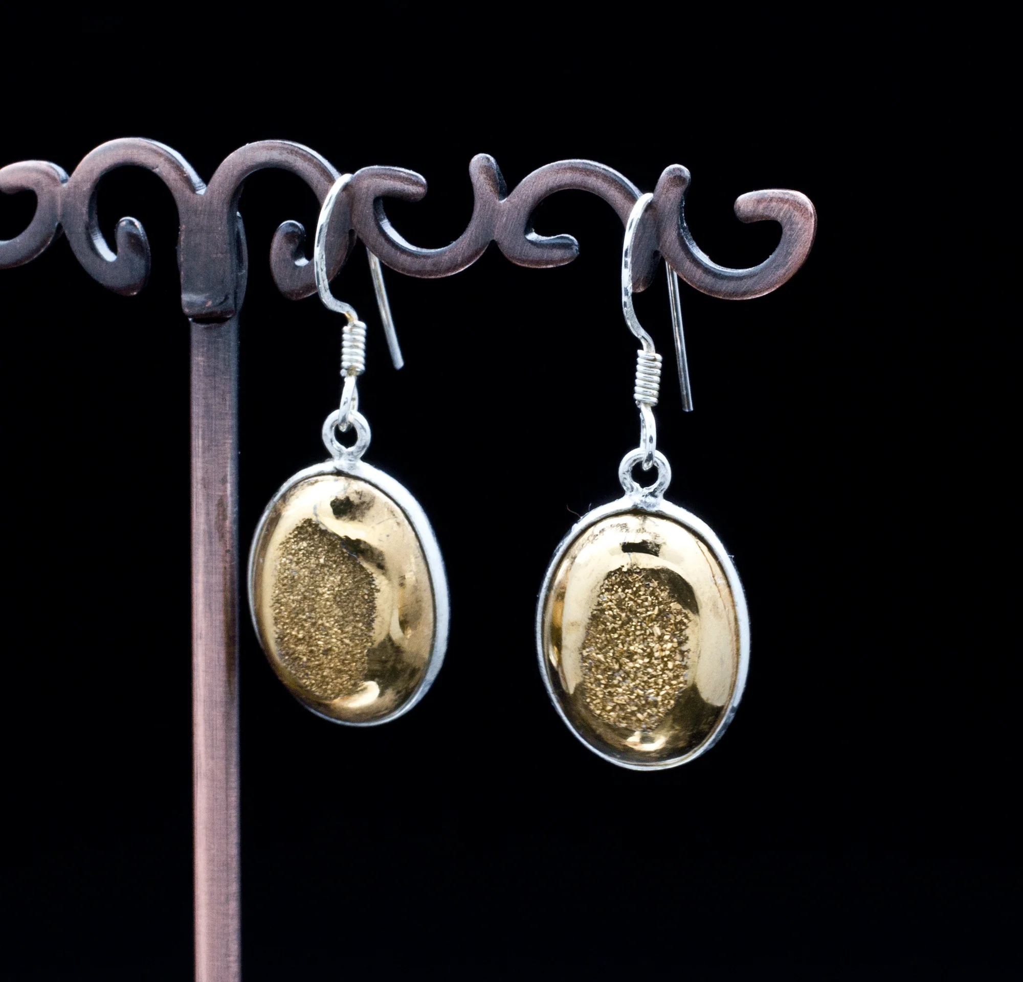 Sterling Silver Titanium Coated Druzy Agate Earrings - Image 2