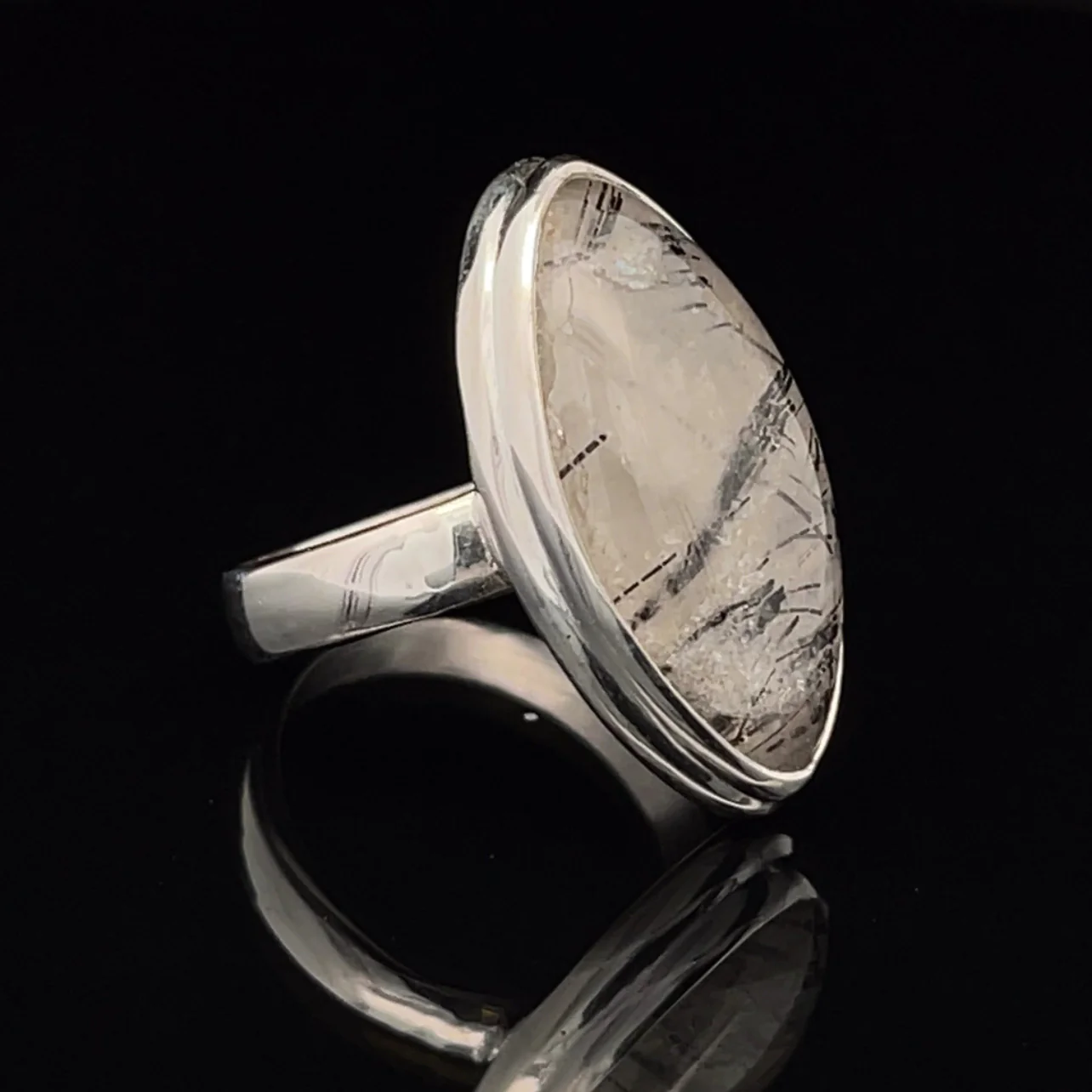 Sterling Silver Tourmalated Quartz Ring Size 7 - Image 2