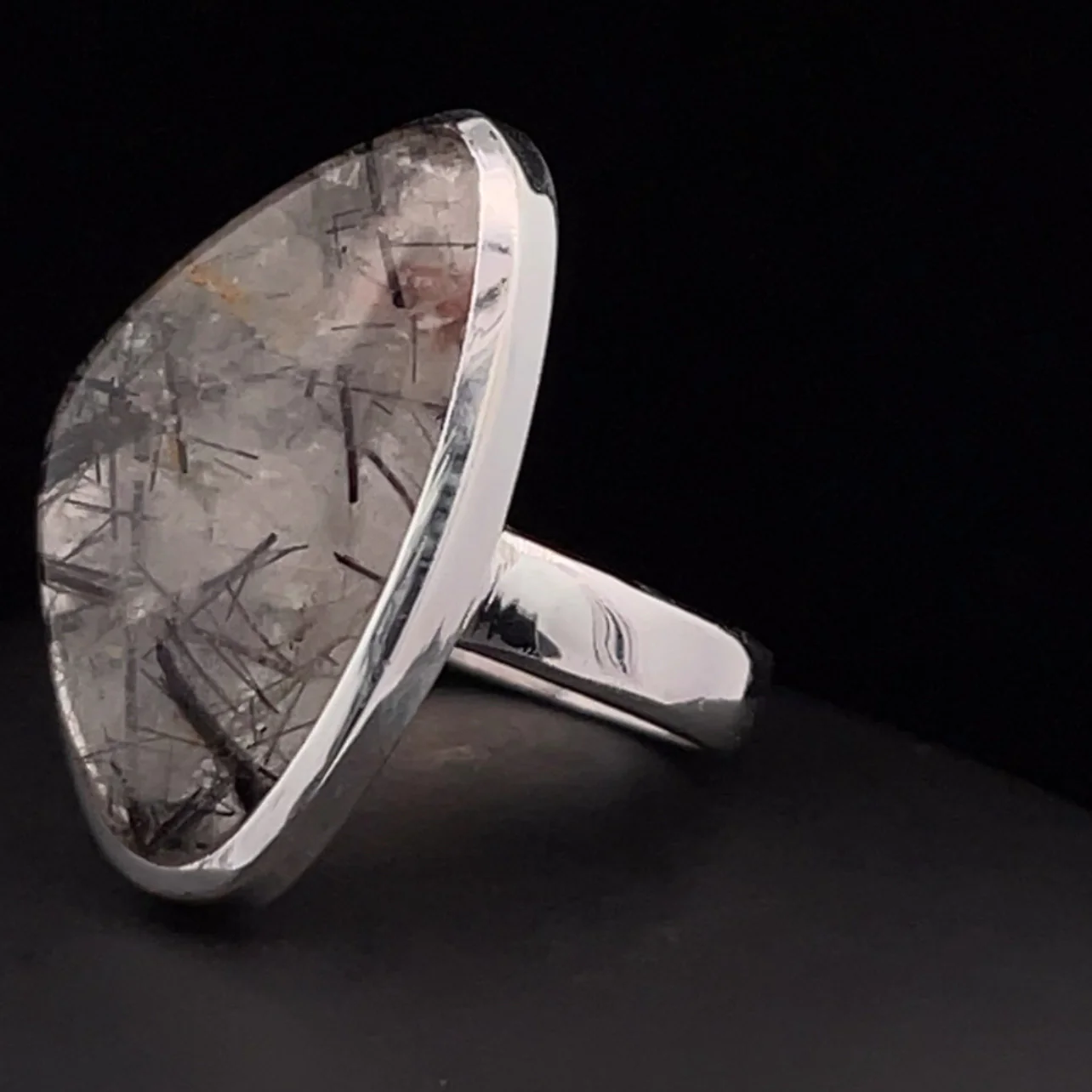 Sterling Silver Tourmalated Quartz Ring Size 7 - Image 3