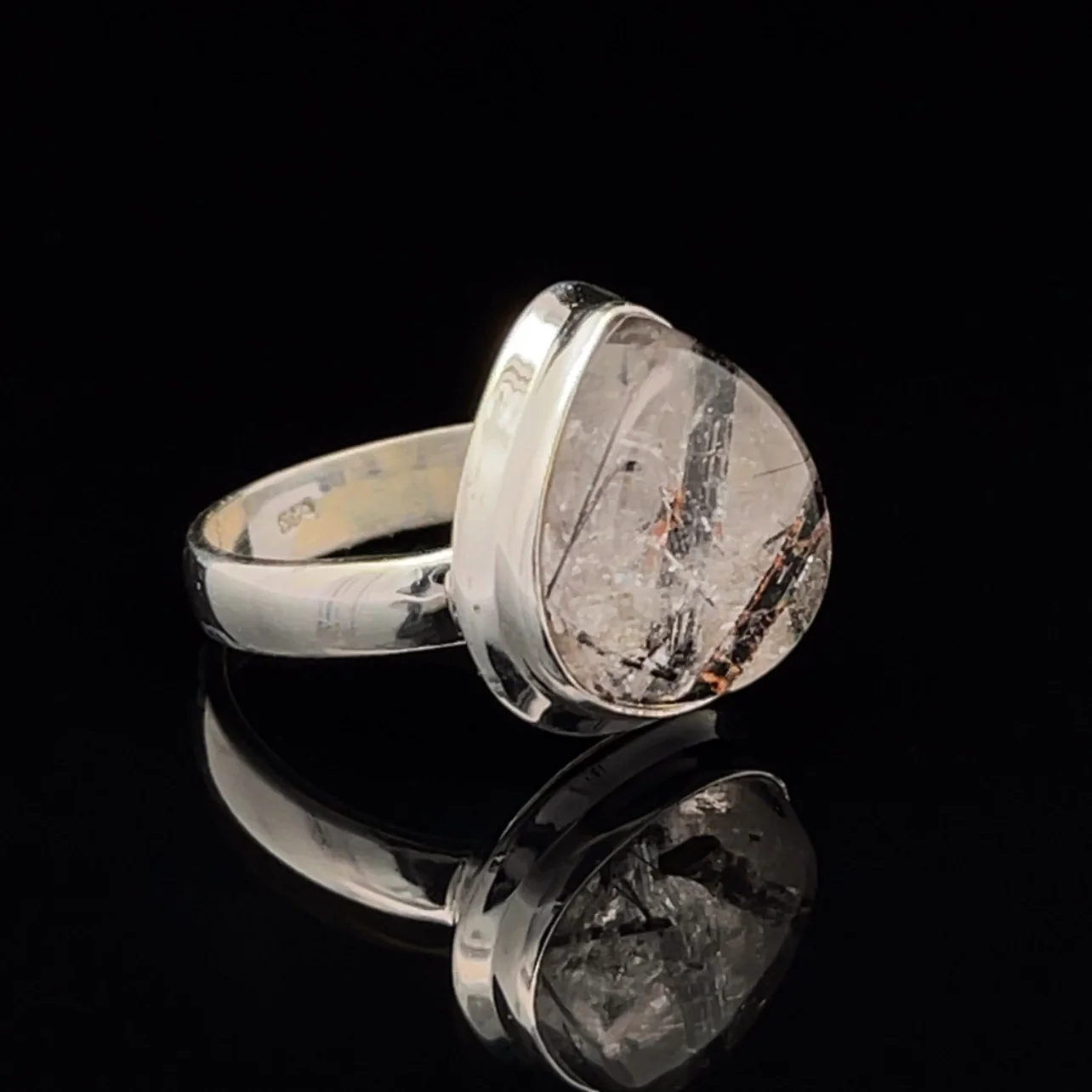 Sterling Silver Tourmalated Quartz Ring Size 7 - Image 2
