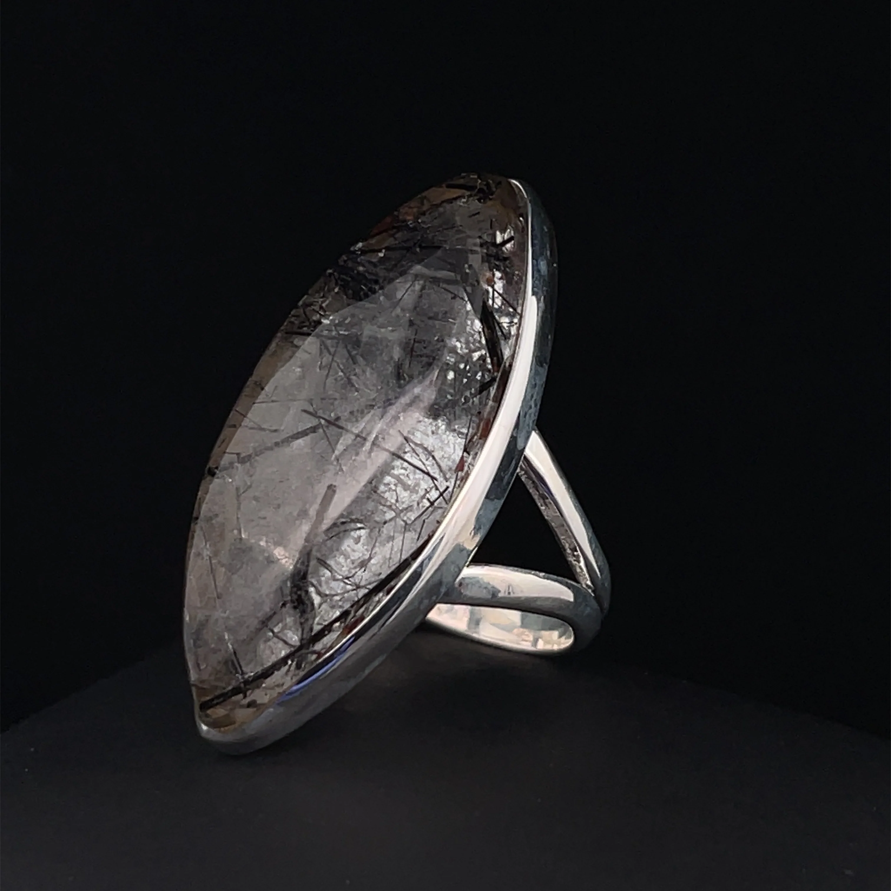 Sterling Silver Tourmalated Quartz Ring Size 7 - Image 3