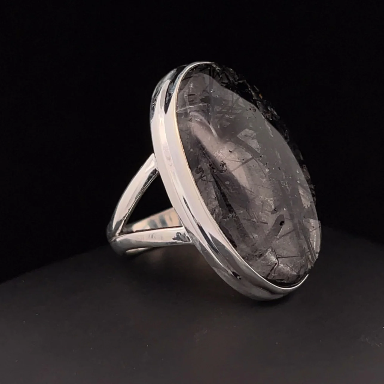 Sterling Silver Tourmalated Quartz Ring Size 7 - Image 2
