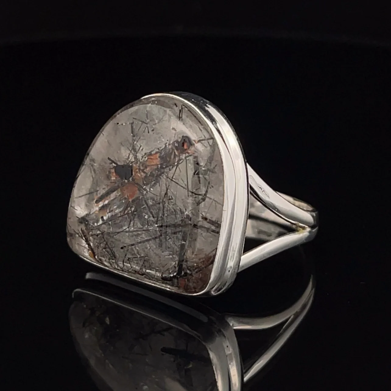 Sterling Silver Tourmalated Quartz Ring Size 11 - Image 3