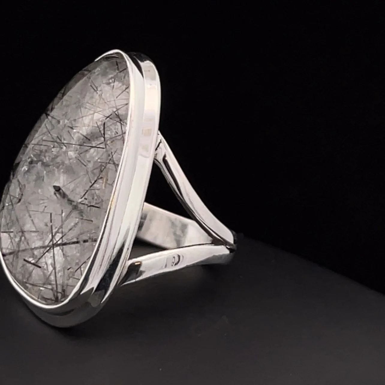 Sterling Silver Tourmalated Quartz Ring Size 5 - Image 3