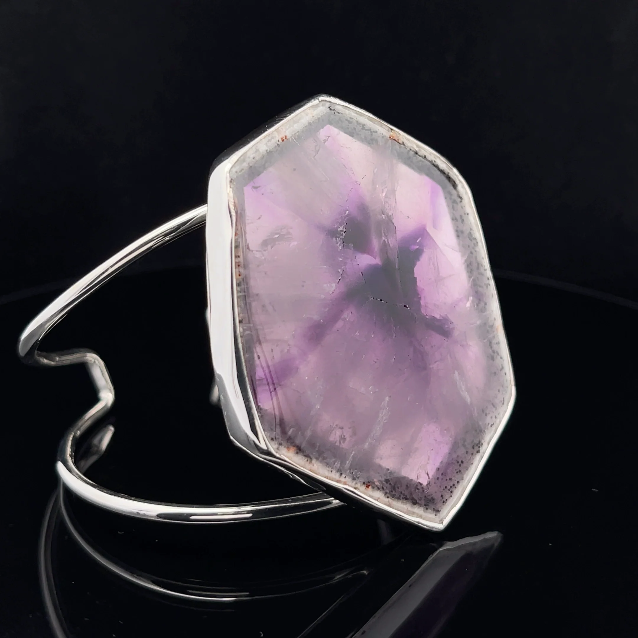 Sterling Silver Trapiche Amethyst Cuff Bracelet - Image 2