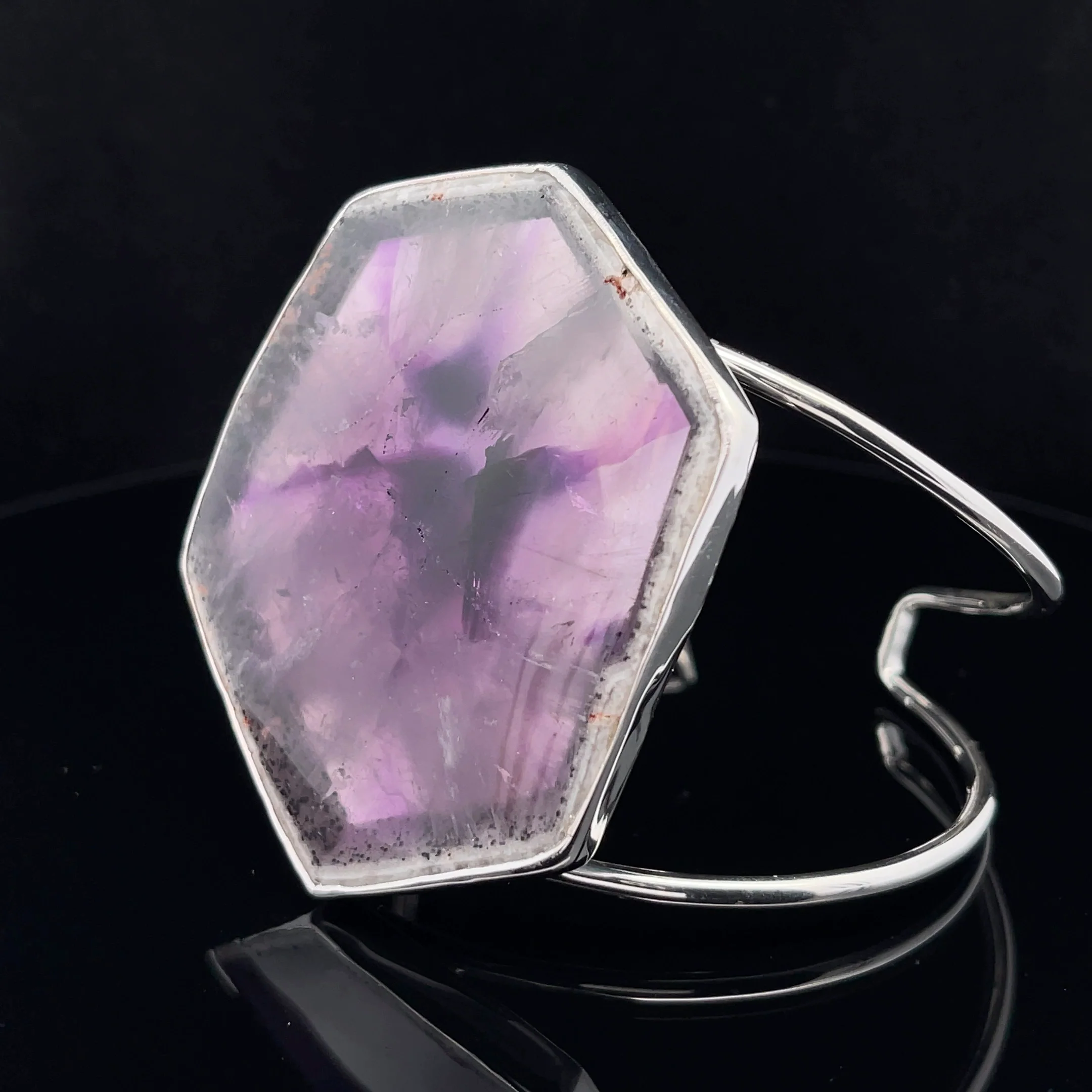 Sterling Silver Trapiche Amethyst Cuff Bracelet - Image 3