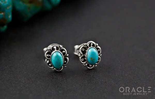Sterling Silver Turquoise Earrings - Image 2
