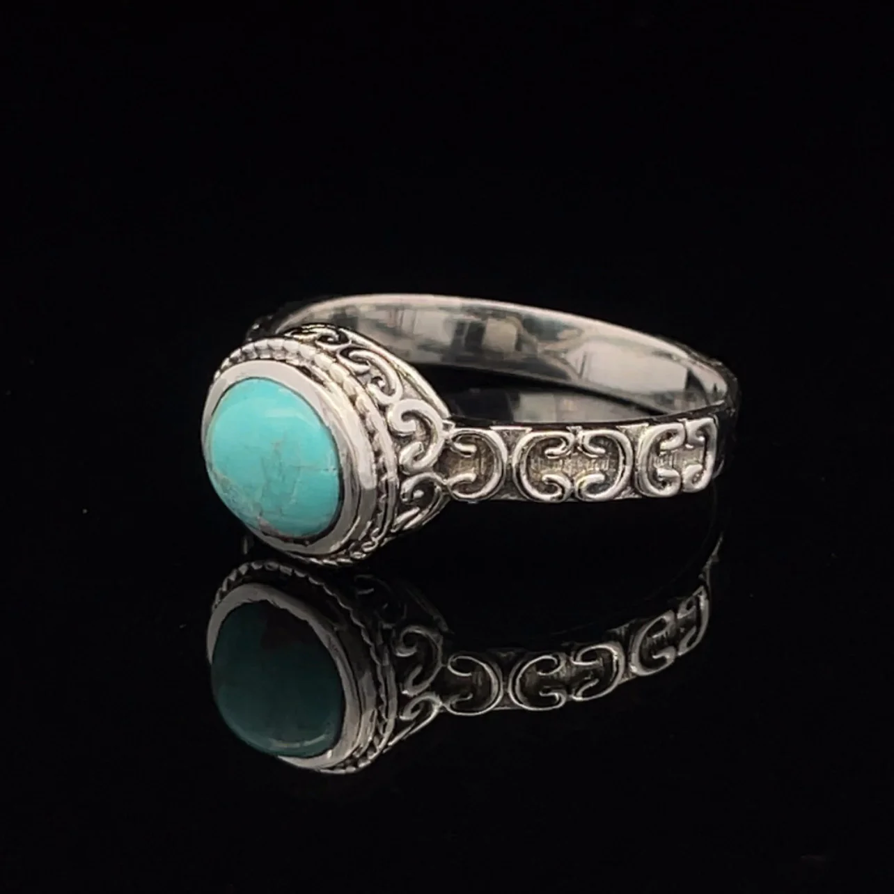 Sterling Silver Turquoise Ring Size 11 - Image 3