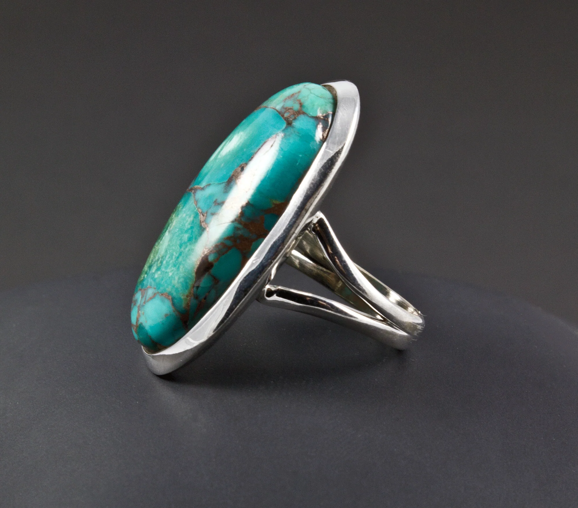 Sterling Silver Turquoise Ring Size 7 - Image 3