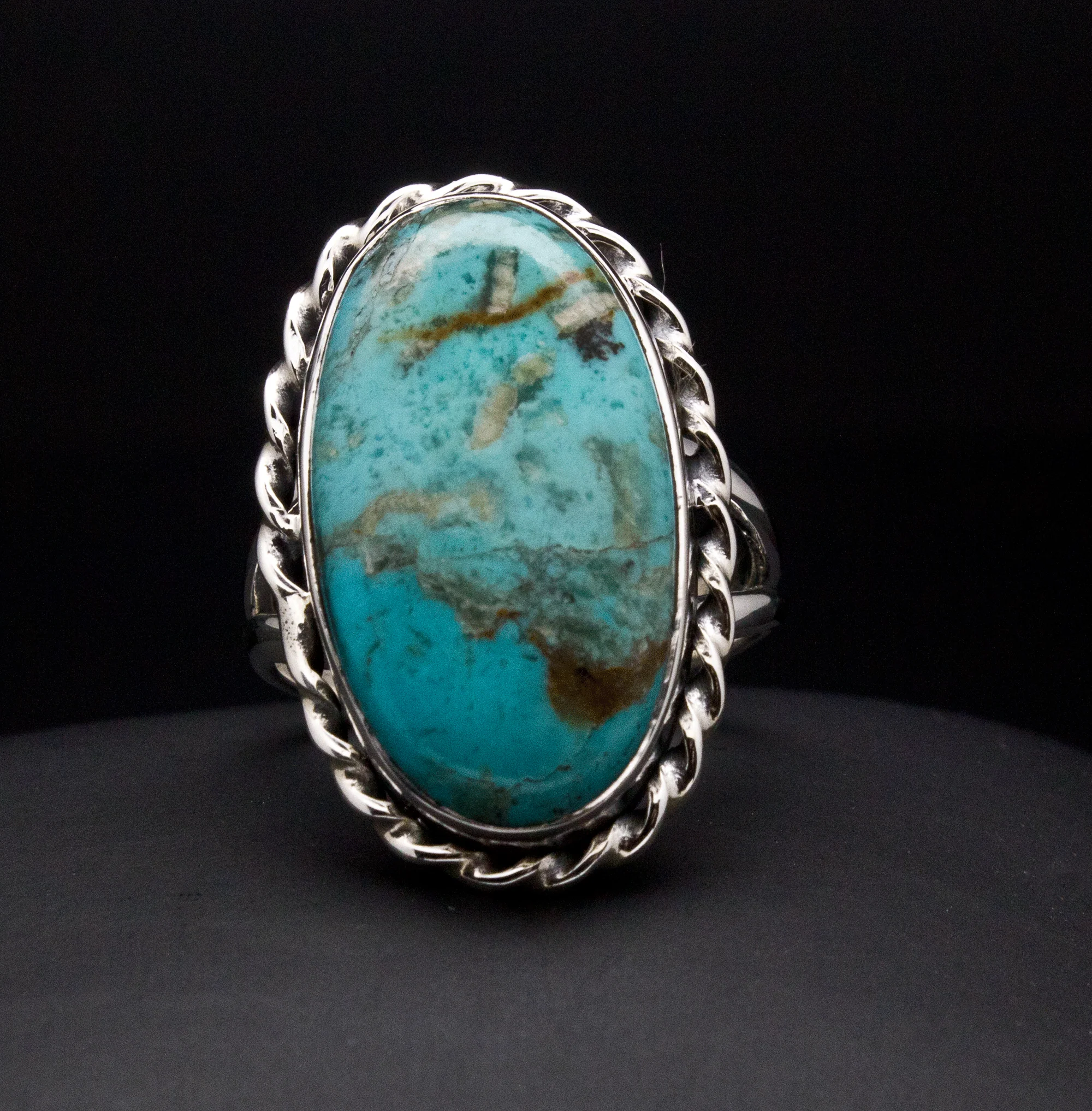 Sterling Silver Turquoise Ring Size 8 - Image 2