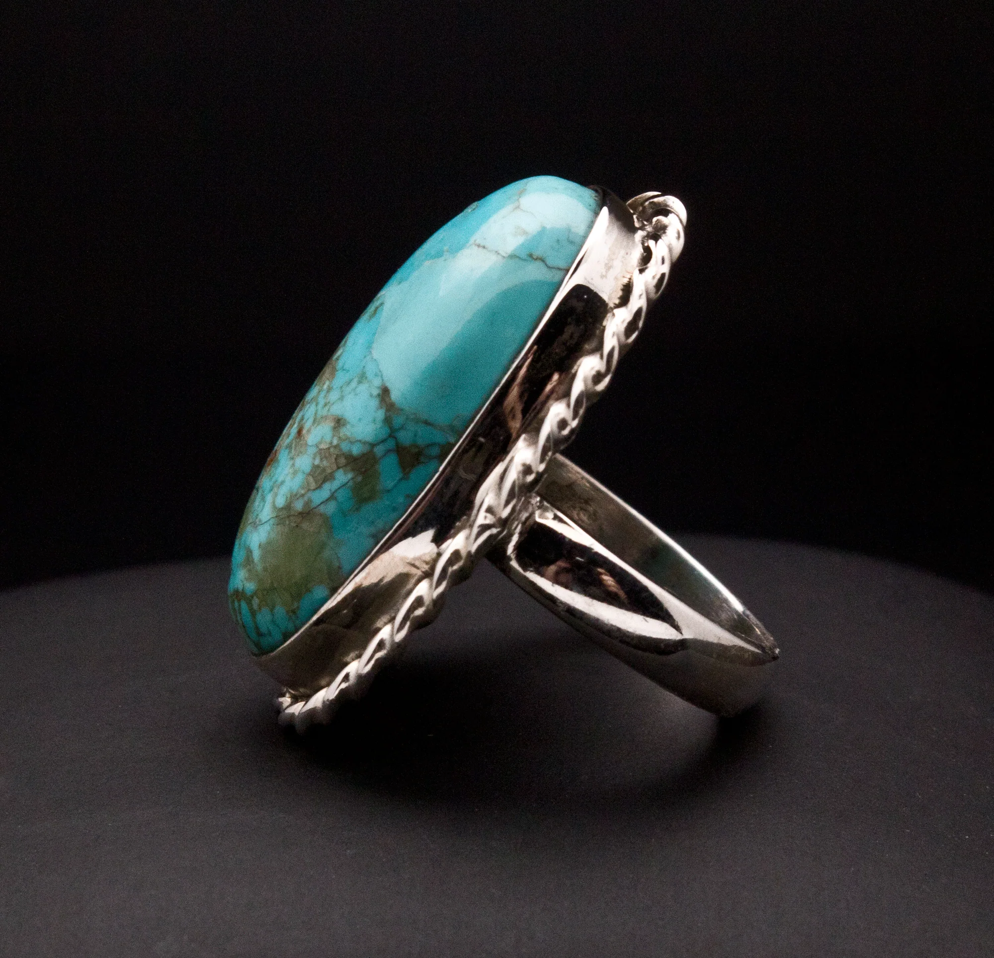 Sterling Silver Turquoise Ring Size 5 - Image 2