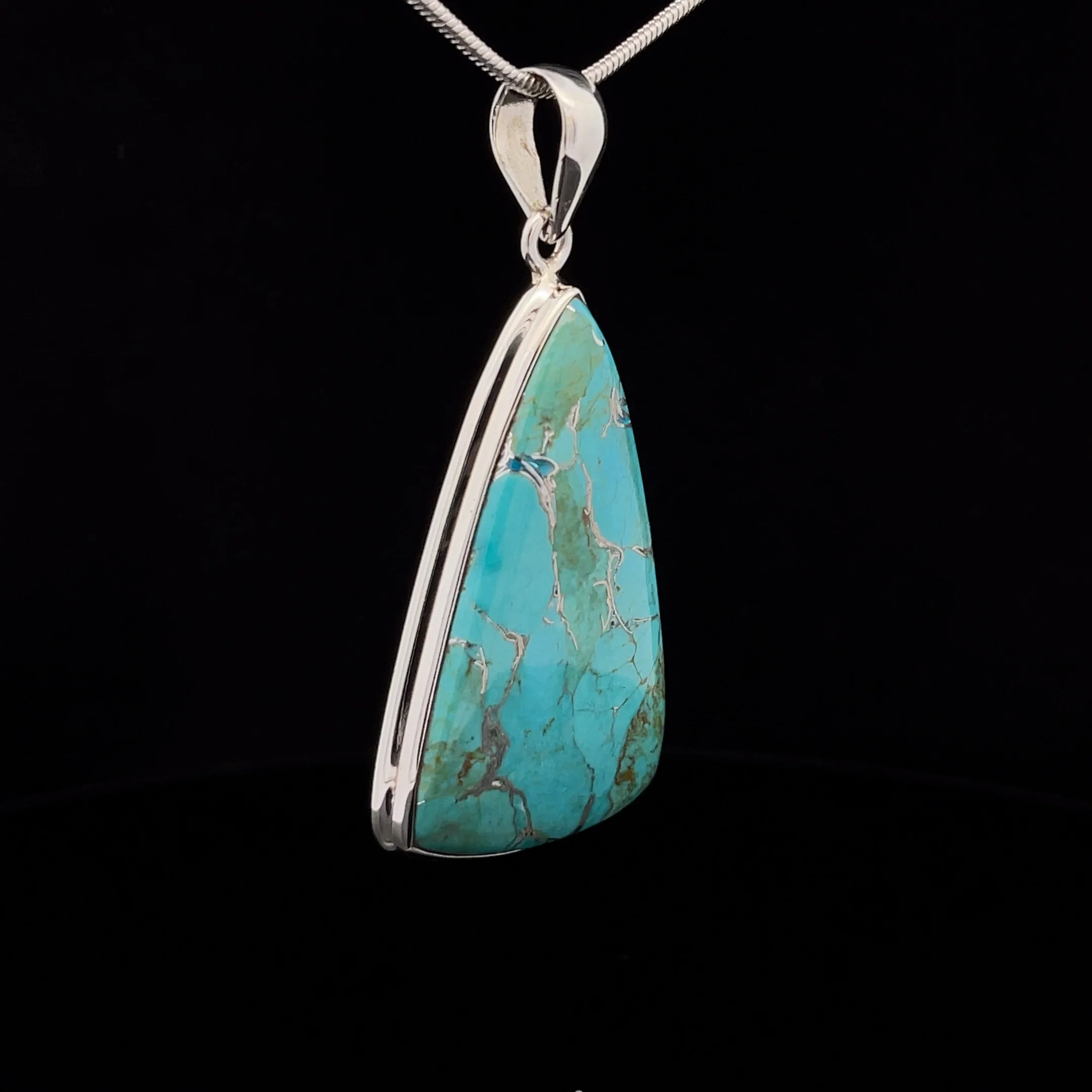 Sterling Silver Turquoise with Silver Inclusions Pendant - Image 2