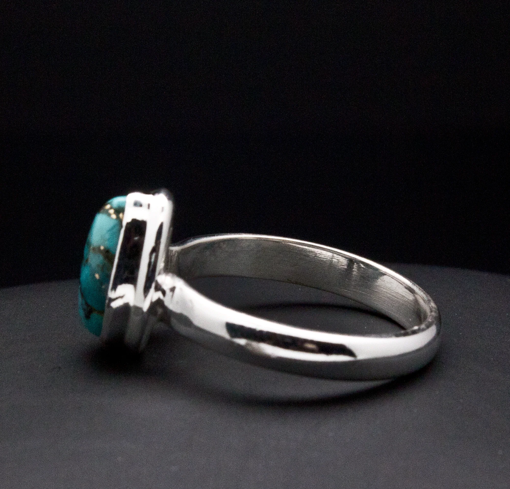 Sterling Silver Turquoise with Silver Inclusions Ring Size 6.5 - Image 3