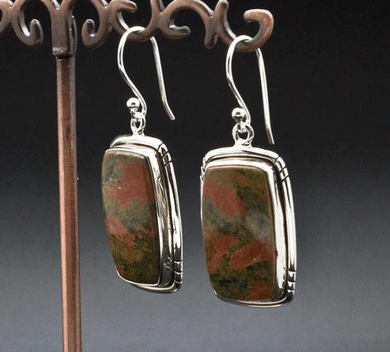 Sterling Silver Unakite Earrings - Image 2