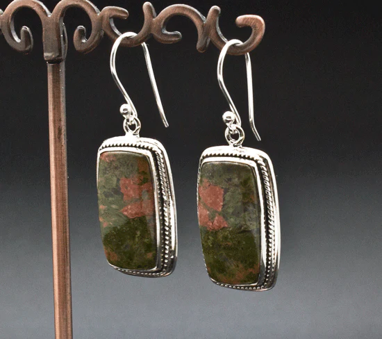 Sterling Silver Unakite Earrings - Image 2