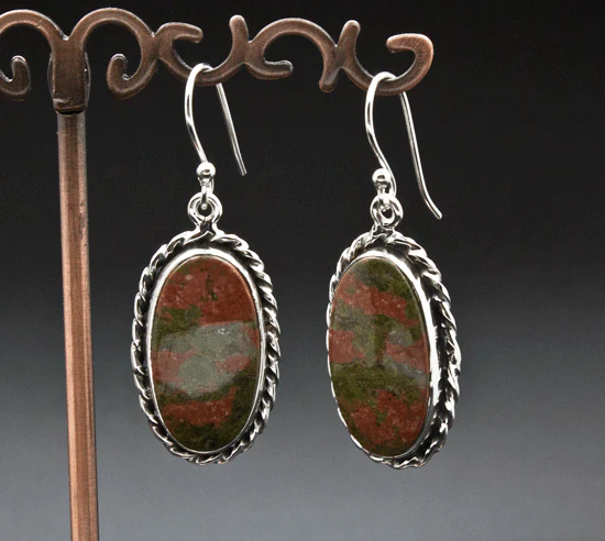 Sterling Silver Unakite Earrings - Image 2