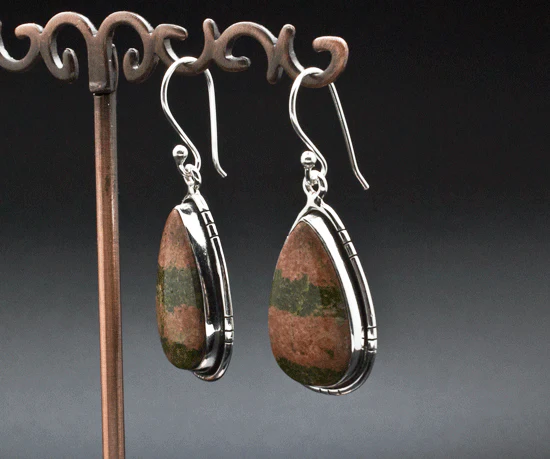 Sterling Silver Unakite Earrings - Image 2