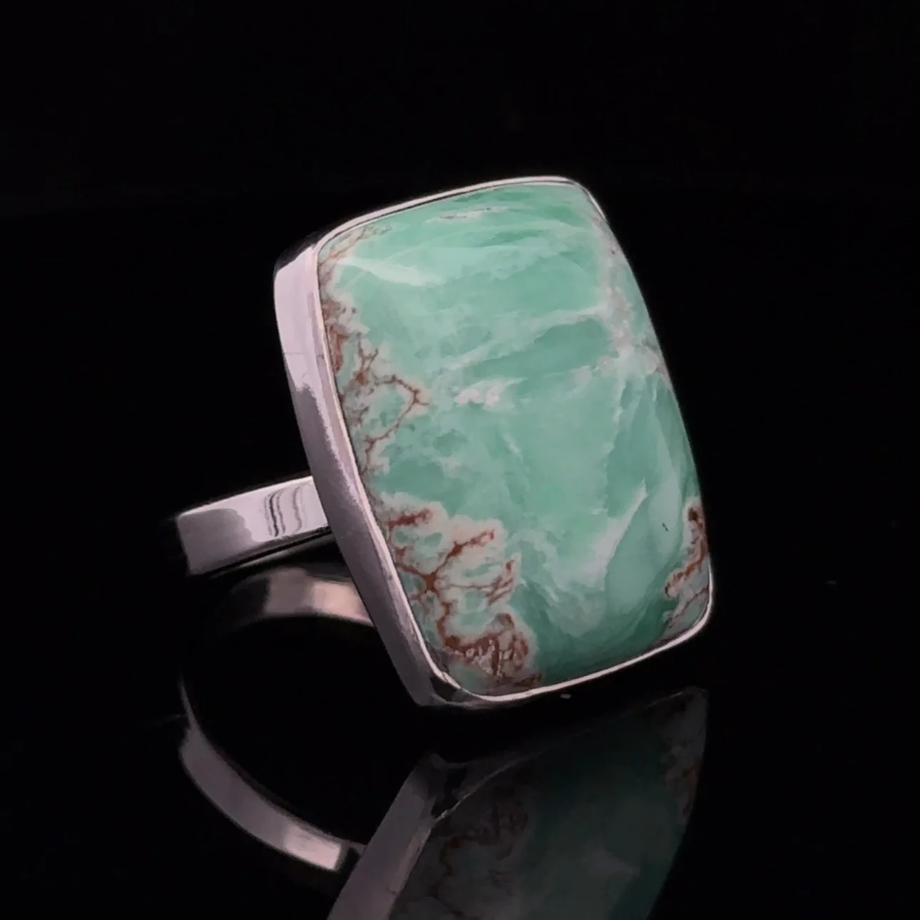 Sterling Silver Adjustable Variscite Ring - Image 2