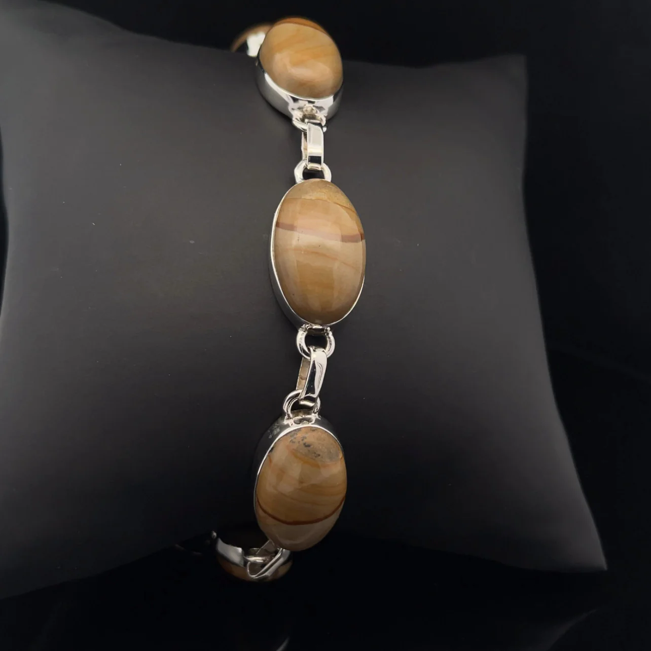 Sterling Silver Wildhorse Picture Jasper Bracelet - Image 2