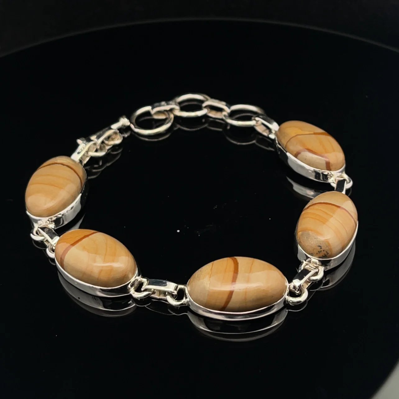 Sterling Silver Wildhorse Picture Jasper Bracelet - Image 4