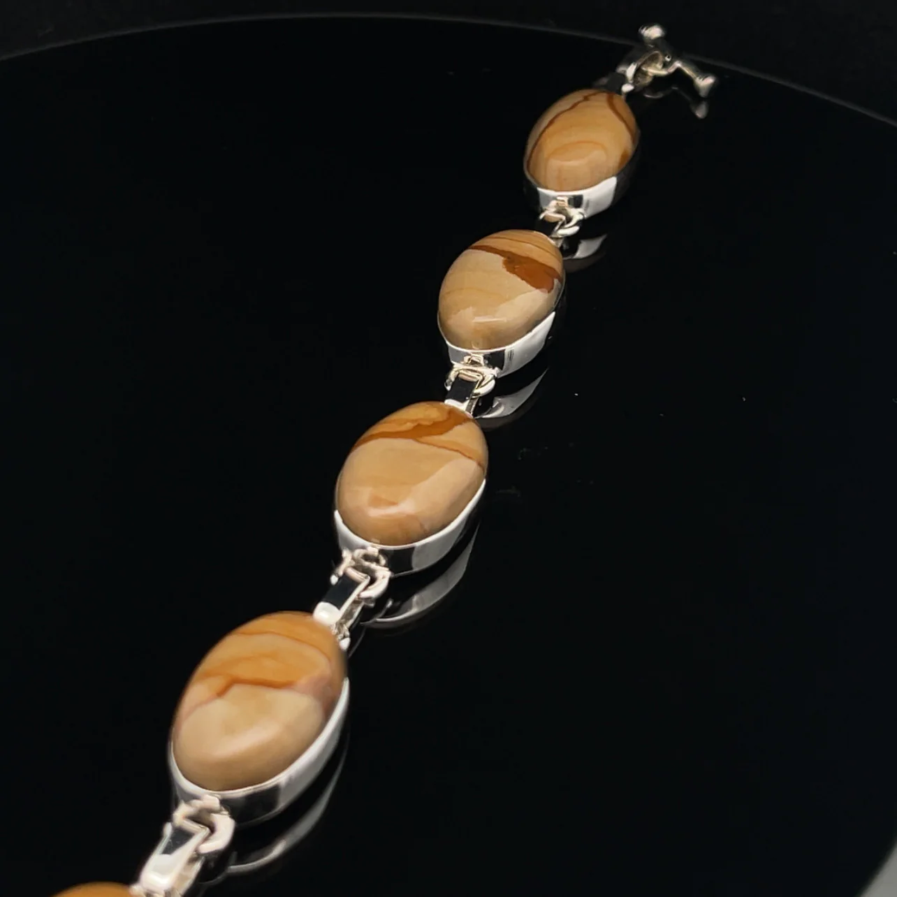 Sterling Silver Wildhorse Picture Jasper Bracelet - Image 5