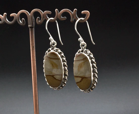 Sterling Silver Wildhorse Picture Jasper Earrings - Image 2