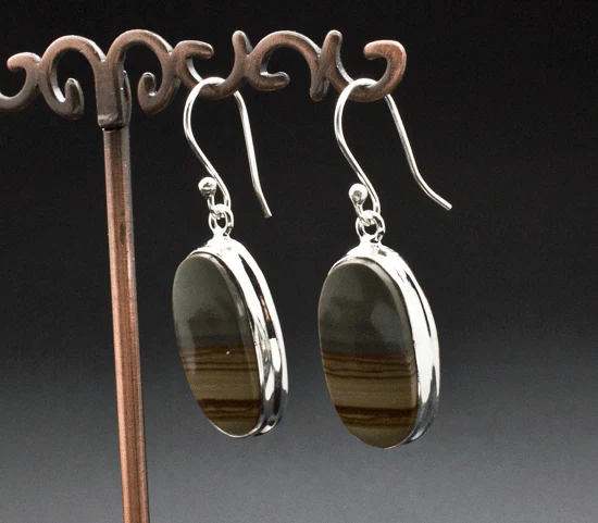 Sterling Silver Wildhorse Picture Jasper Earrings - Image 2