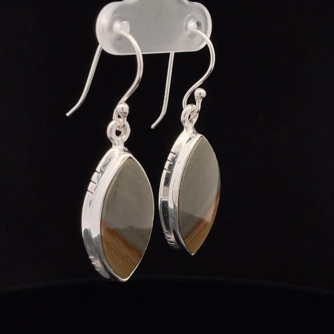 Sterling Silver Wildhorse Picture Jasper Earrings - Image 2